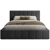 FEDVE Polsterbett Doppelbett Handorf Schlafzimmer Bett Bettkasten 140x200 cm Schwarz (Anthology 19) - Schwarz