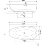 Steinberg Serie 540 Badewanne, freistehend, Solid Surface, 1708x842x560mm, 5408010, Farbe: Light Marble