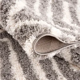 Carpet City Hochflor-Teppich CARPET CITY "Pulpy 531" Gr. 36, grau, B:100cm H:30mm L:300cm, Kunstfaser, Teppiche, Fransenteppich, besonders weich, mit Fransen, Zickzack Look