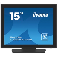 iiyama 38,10cm (15") PCAP Bezel Free Front, 10P Touch, 1024x768, Speakers, VGA, DisplayPort, HDMI,330cd/m2 (with touch), USB Interface, Built-In Power Adapter, Multitouch with supported OS (T1532MSC-B1S)