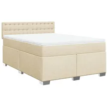 vidaXL Boxspringbett mit Matratze Creme 160x200 cm Stoff - Creme