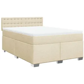vidaXL Boxspringbett mit Matratze Creme 160x200 cm Stoff - Creme