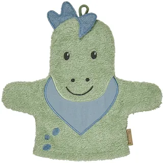 Sterntaler Waschhandschuhe Dino Rexi - Frottee Babywaschhandschuh aus saugfähiger, weicher Baumwolle - Waschlappen in Dinoform - Baby und Kinder Waschlappen, eisgrün
