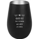 der-porzellan-laden Windlicht mit Gravur Glück ist eine Freundin wie Dich zu haben Glas Schwarz/Silber