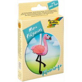 folia 52909 - Filz Nähset für Kinder-Mini Filzinie, Anhänger Flamingo, 11 teilig - Filznähset zur Herstellung eines selbstgenähten Anhängers