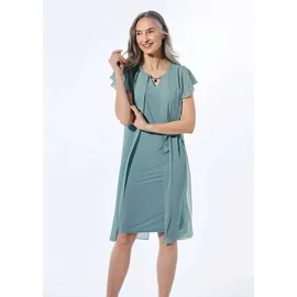 GOLDNER Etuikleid Abendkleid Chiffonüberwurf Grün 24