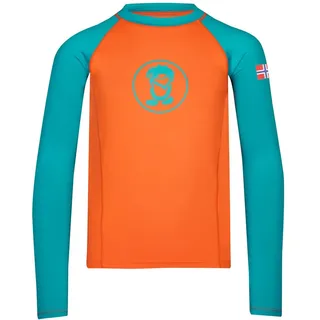 TROLLKIDS Kvalvika Langarm-t-shirt - Bright Orange / Lake Blue - 92 cm