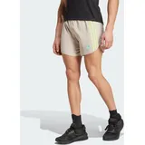 Adidas Own the Run 3-Streifen Shorts Wonder Beige / Pulse Lime XL 7&quot;