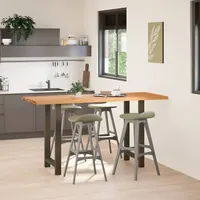 VidaXL Bartisch Hellbraun 200x80x112 cm Massivholz Eiche Rechteckig -