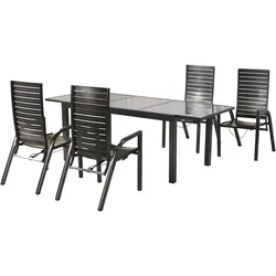 Garten-Essgruppe MERXX "»Siros«", grau (graphit, graphit, graphit), Auszugsplatte, ausziehbar-Rückenlehne verstellbar, Aluminium, Sitzmöbel-Sets, Rückenlehne verstellbar durch Gasdruckfeder