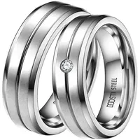 DOOSTI Trauring Schmuck Geschenk Edelstahl Trauring Ehering Partnerring LIEBE, Made in Germany - wahlweise mit oder ohne Zirkonia silberfarben 66