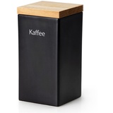 Continenta Vorratsdose quadratisch mit Holzdeckel und Silikonring Kaffee matt schwarz