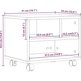 vidaXL Druckerständer mit Rollen Weiß 41x32x34,5 cm