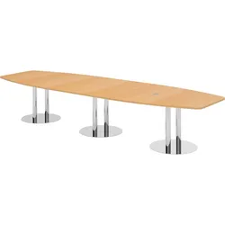 bümö Konferenztisch groß KT40 in Buche Chromsäulen