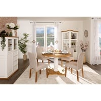 runder Landhaustisch MEXICO, 120cm Durchmesser, Pinie Massivholz, weiß lackiert, Küchentisch Esstisch rund