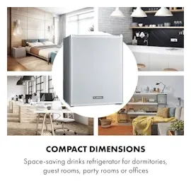 Klarstein Happy Hour Minibar 33 l 5-15°C 25 dB hoch Silber-Metallic