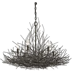 Kronleuchter Hängelampe Deckenleuchte Stahl Bronze D 76,8 cm Natur-Design