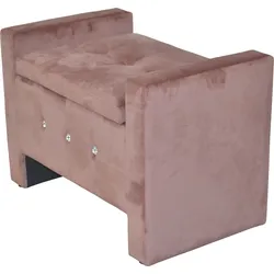 Sitztruhe INOSIGN, rosa (altrosa), B:75cm H:52cm T:45cm, Die gepolsterte Sitztruhe mit Innenfach beeindruckt mit einem luxuriösen Erscheinungsbild. Dieses wird durch den trendigen Samtbezug unterstrichen, der sowohl den Deckel und die Sitzfläche als auch die Seitenteile der Truhe ziert. Außerdem setzen Strassapplikationen an der Front glitzernde Akzente. Die Bezüge sind in mehreren Farben erhältlich. Als hochklappbare Sitzfläche bildet dieses Element den Deckel für den Stauraum der Truhenbank. Es lässt sich mit der integrierten Gasdruckfeder leicht öffnen und sanft schließen. Dieses Möbel wird komplett montiert geliefert. Mit der gepolsterten Sitztruhe mit Innenfach erhält deine Wohnung eine geschmackvolle Ergänzung., Sitzbänke