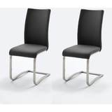 MCA Furniture Freischwinger Arco (Set, 2 St., Stuhl mit Echtlederbezug, belastbar bis 130 Kg schwarz