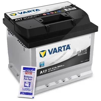 Varta Starterbatterie Black Dynamic A17 41Ah 360A + 10g Pol-Fett [Hersteller-Nr. 5414000363122] für Austin, Ford, Honda, Mazda, Mg, Opel, Peugeot, Ren