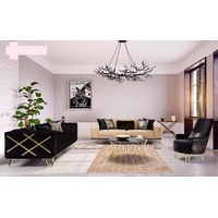 JVmoebel Sofa Sofagarnitur Schwarz Sofa 3+3+1 Sitzer Sessel Möbel Elegantes Design, Made in Europe beige|schwarz