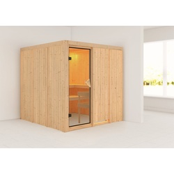 KARIBU Sauna Rodin ohne Zierkranz und Beleuchtung am Dach
