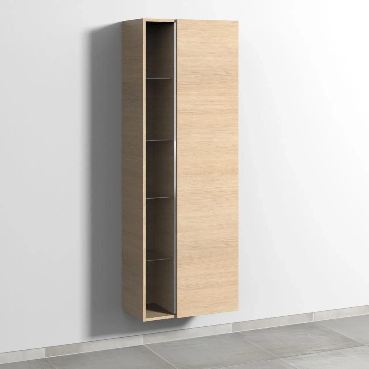 Sanipa 3way Stauraumschrank mit 1 Tür und offenen Fächern, Eiche-Nordic BR18148