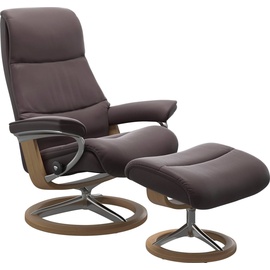 Stressless Relaxsessel "View" Sessel Gr. Material Bezug, Cross Base Eiche, Ausführung / Funktion, Maße B/H/T, rot (bordeau) Lesesessel und Relaxsessel