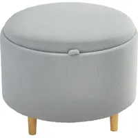 HOMCOM Sitzhocker Ottomane mit Stauraum Runder Polsterhocker mit Klappdeckel, Holzbeine, Modern, für Wohnzimmer, Schlafzimmer, Grau, Ø56 x 42 cm   Aosom