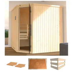 Sauna WEKA "Varberg 3", beige (natur), ohne Ofen, (ohne Ofen), Saunen, ohne Ofen