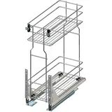 woplus - Schrankauszug Küche mit Softclose [150mm] | Auszug Küchenschrank mit 2 Etage | Unterschrankauszug Chrome | Vollauszug Bodenmontage | Küchenschrank Organizer Ausziehbar