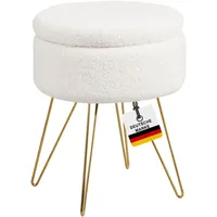 Albatros Hocker mit Stauraum Cannes – Sitzhocker mit Stauraum, Modernes Design, Edler Sherpa-Bezug – Sitztruhe oder Sitzbank mit Stauraum – optimal als Fußhocker oder Hocker Schminktisch, Weiss