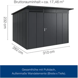 hörmann stauraumsysteme Juno Gerätehaus 3,10 x 2,62 m Anthrazitgrau