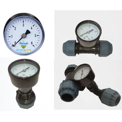 Manometer mit 1/4" AG, 50 mm,  0-6 bar oder 0-10 bar, Drucküberwachung, mit PE-Rohr Verschraubung (Manometer mit 1/4" AG Variationen mit Übergängen: 0 - 6 bar Manometer 1/4" AG 50 mm)