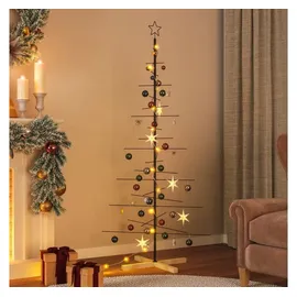 vidaXL Weihnachtsbaum Metall mit Holzständer Schwarz 180 cm