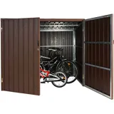 MCW WPC-Fahrradgarage MCW-J29, Geräteschuppen Fahrradbox, Metall Holzoptik abschließbar 4 Räder 172x213x160cm braun