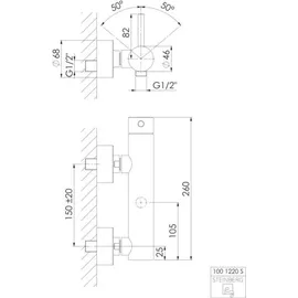 Steinberg Serie 100 Duscharmatur Einhebelmischer für 1 Verbraucher Mattschwarz 1001220S