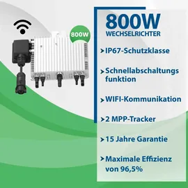 epp solar Epp 2000W Balkonkraftwerk mit 800W Wechselrichter 80L Wasser Boiler, Umschaltgerät