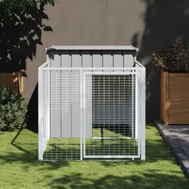 vidaXL Hundehütte mit Auslauf Hellgrau 110x813x110 cm