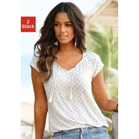VIVANCE Kurzarmshirt Damen creme-gemustert, schwarz Gr.32/34