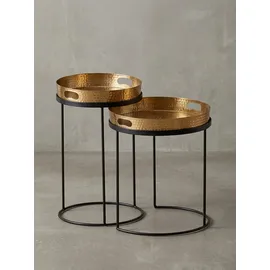 KADIMA DESIGN Beistelltische NERA: Hammerstruktur, Griffmulden, Aluminium & Stahl, abnehmbare Tischplatten.