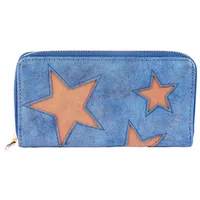 Cham Cham Damen Geldbörse aus Kunstleder. Format 19 x 10 cm. - Blau/Braun