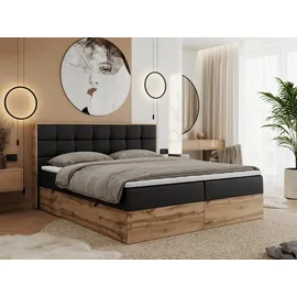 MKS Meble MKS Boxbett, Schwarz, Textil, 2-Sitzer, H4, 7-Zonen, Rechteckig, 180x200 cm, Schlafzimmer, Betten, Boxspringbetten