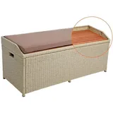 Sitzbank Gartenbank mit Auflagenbox Rattan Kissentruhe Polyrattan Bank Beige