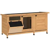 Hasenstall Winterfest Kaninchenstall aus Holz 112x50x54 cm Kaninchenkäfig mit Bitumendach, 2 Türen, Metallgitter, Hasenkäfig für Kaninchen, Mee...