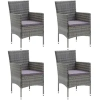 vidaXL Polyrattan Garten-Essstühle 53 x 58 x 84 cm grau 4 St. 310563