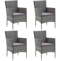 vidaXL Polyrattan Garten-Essstühle 53 x 58 x 84 cm grau 4 St. 310563