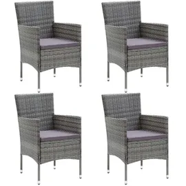 vidaXL Polyrattan Garten-Essstühle 53 x 58 x 84 cm grau 4 St. 310563