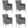 vidaXL Polyrattan Garten-Essstühle 53 x 58 x 84 cm grau 4 St. 310563