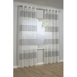 Gardine GARDINIA "Schal mit Ösen Etamine 3-D Streifen", grau, B:140cm H:245cm, Polyester, Gardinen, transparent, Polyester, Stoff: Etamine